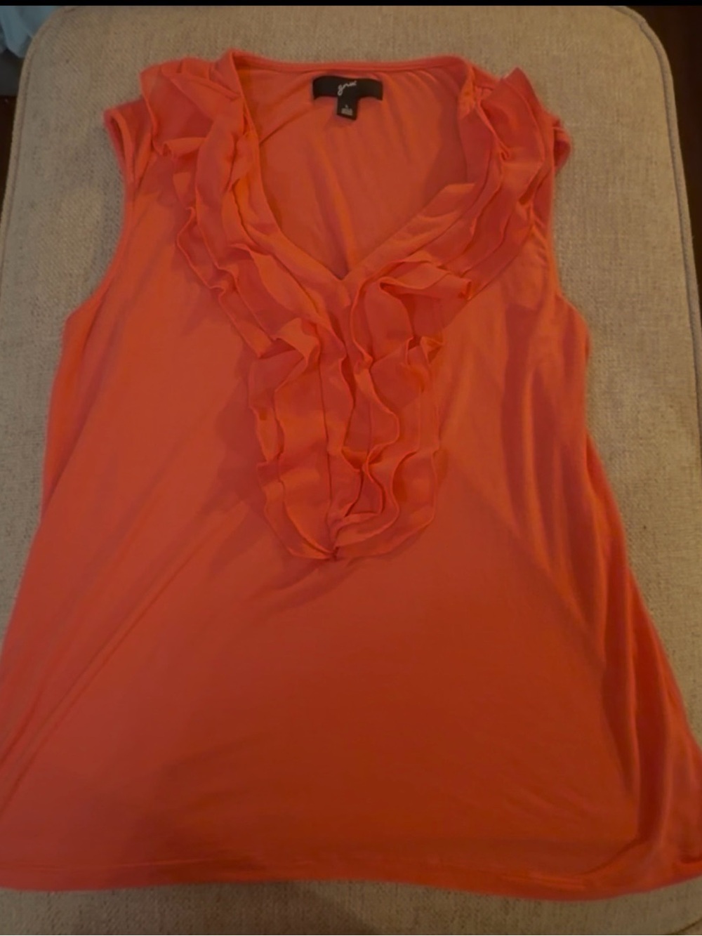 GNW Coral Ruffle-Trim V-Neck Sleeveless Camisole